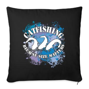 Poisson-chat Wels Waller sur des taches de couleur - Housse de coussin décorative 45 x 45 cm - noir - Devant