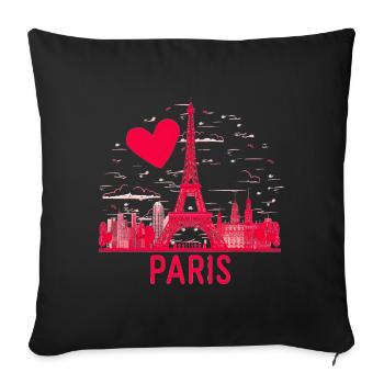 Coeur sur Tour Eiffel Paris Rose - Housse de coussin décorative 45 x 45 cm - noir - Devant