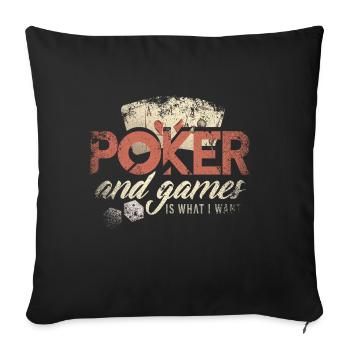 Poker Geschenkidee - Sofakissenbezug 45 x 45 cm - Schwarz - Vorne