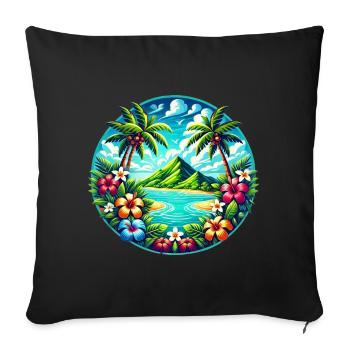 Caribbean Island Logo - Sofa pillowcase 17,3'' x 17,3'' (45 x 45 cm) - black - Front