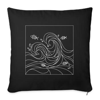 océan géométrique - Housse de coussin décorative 45 x 45 cm - noir - Devant