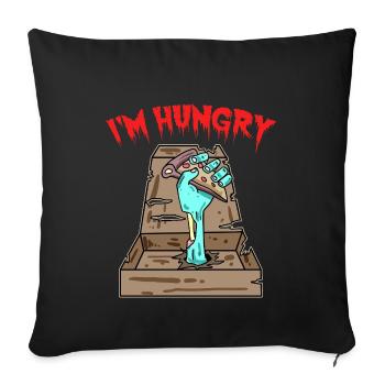 Pizza Zombie j'ai faim - Housse de coussin décorative 45 x 45 cm - noir - Devant