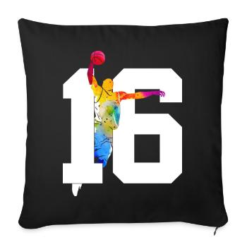 NUMBER 16 BASKETBALL 16TH BIRTHDAY - Sofa pillowcase 17,3'' x 17,3'' (45 x 45 cm) - black - Front