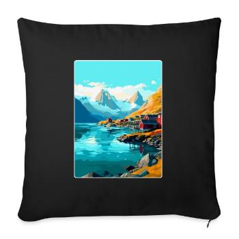 Lofoten Norwegen Vintage Reiseposter WPA - Sofakissenbezug 45 x 45 cm - Schwarz - Vorne