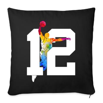 NUMMER 12 BASKETBALL 12. GEBURTSTAG - Sofakissenbezug 45 x 45 cm - Schwarz - Vorne