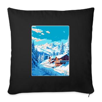 Meribel France Vintage Travel Poster Souvenir WPA - Sofa pillowcase 17,3'' x 17,3'' (45 x 45 cm) - black - Front