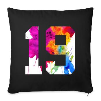 NUMMER 19 JAHRE ALT 19. GEBURTSTAG - Sofakissenbezug 45 x 45 cm - Schwarz - Vorne