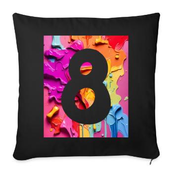 NO. 8 NUMBER 8 COLORFUL 8TH BIRTHDAY - Sofa pillowcase 17,3'' x 17,3'' (45 x 45 cm) - black - Front