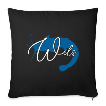 Wels Waller angeln Sportfischen Flussmonster - Sofakissenbezug 45 x 45 cm - Schwarz - Vorne