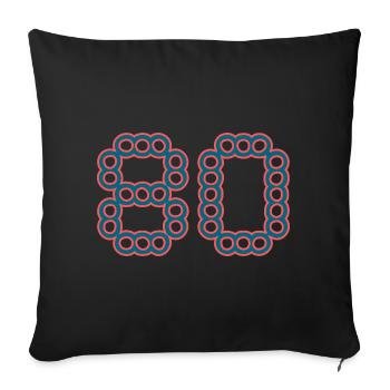 80. 80 ANS. 80e ANNIVERSAIRE. ANNIVERSAIRE 80 ANS. - Housse de coussin décorative 45 x 45 cm - noir - Devant