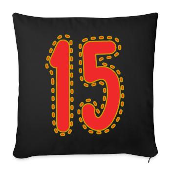 15. 15 ANS. 15e ANNIVERSAIRE. ANNIVERSAIRE 15 ANS. - Housse de coussin décorative 45 x 45 cm - noir - Devant
