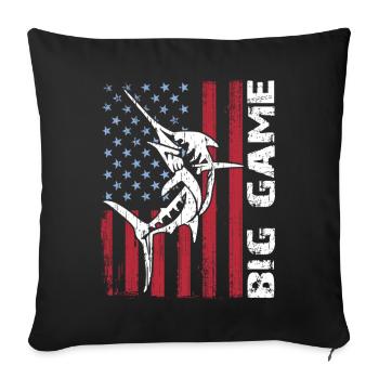 Marlin sauteur avec drapeau américain Pêche en haute mer - Housse de coussin décorative 45 x 45 cm - noir - Devant