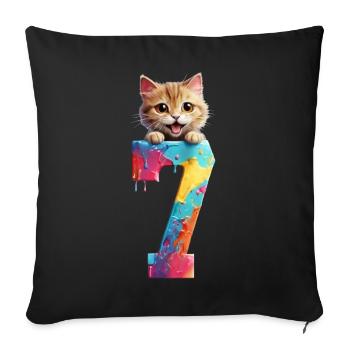 7 JAHRE KATZE 7. GEBURTSTAG - Sofakissenbezug 45 x 45 cm - Schwarz - Vorne