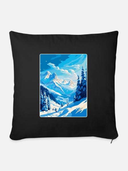 St. Anton am Arlberg Österreich Vintage Reiseplakat - Sofakissenbezug 45 x 45 cm - Schwarz