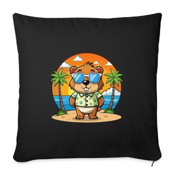Murmeltier Lustige Cartoon Sommer Strand Sonnenbrille - Sofakissenbezug 45 x 45 cm - Schwarz - Vorne