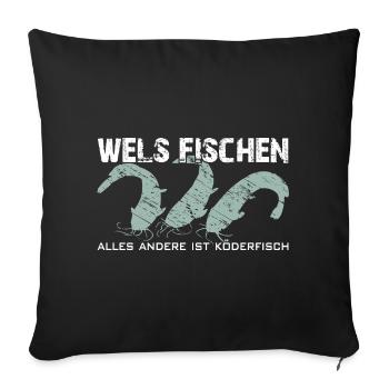 Wels angeln Waller fischen Team Waller - Sofakissenbezug 45 x 45 cm - Schwarz - Vorne