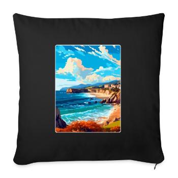 Cantabrie Espagne Affiche de voyage vintage Souvenir WPA - Housse de coussin décorative 45 x 45 cm - noir - Devant