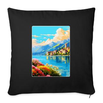 Lac de Côme Italie Affiche de voyage vintage Souvenir WPA - Housse de coussin décorative 45 x 45 cm - noir - Devant