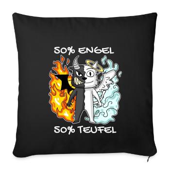 Katze Kater Engel Teufel Engel Böse Niedlich Miau - Sofakissenbezug 45 x 45 cm - Schwarz - Vorne