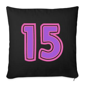 15. 15 ANS. 15e ANNIVERSAIRE. ANNIVERSAIRE 15 ANS. - Housse de coussin décorative 45 x 45 cm - noir - Devant