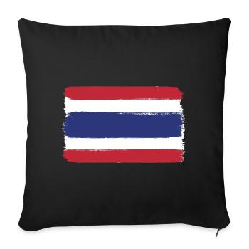 Drapeau de la Thaïlande look utilisé - Housse de coussin décorative 45 x 45 cm - noir - Devant