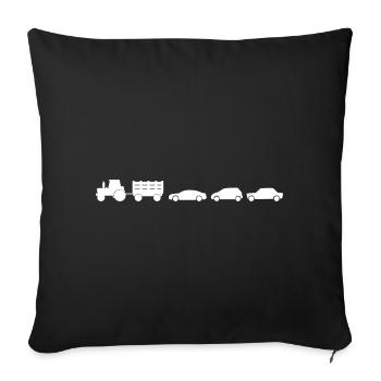 Tractor with trailer and cars - Sofa pillowcase 17,3'' x 17,3'' (45 x 45 cm) - black - Front