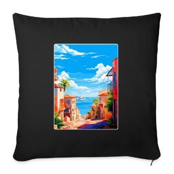 Palma Nova Spain Vintage Travel Poster Souvenir - Sofa pillowcase 17,3'' x 17,3'' (45 x 45 cm) - black - Front