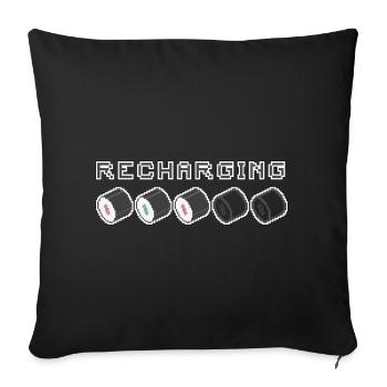 Recharging Pixel Sushi - Sofa pillowcase 17,3'' x 17,3'' (45 x 45 cm) - black - Front