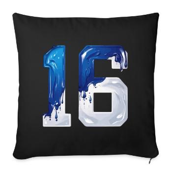 NO. 16 NUMBER 16 BLUE WHITE 16TH BIRTHDAY - Sofa pillowcase 17,3'' x 17,3'' (45 x 45 cm) - black - Front