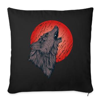 Howling wolf, full moon - Sofa pillowcase 17,3'' x 17,3'' (45 x 45 cm) - black - Front