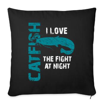 Pêche au poisson-chat Pêche sportive Poisson fort - Housse de coussin décorative 45 x 45 cm - noir - Devant