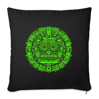 Techno Music Logo - Sofa pillowcase 17,3'' x 17,3'' (45 x 45 cm) - black - Front