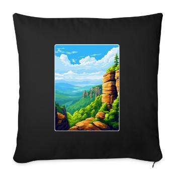 Elbe Sandstone Mountains Germany Travel Poster WPA - Sofa pillowcase 17,3'' x 17,3'' (45 x 45 cm) - black - Front