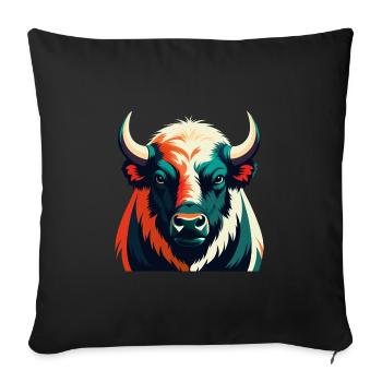 Buffalo Cartoon Character Colorful Pet Animal - Sofa pillowcase 17,3'' x 17,3'' (45 x 45 cm) - black - Front