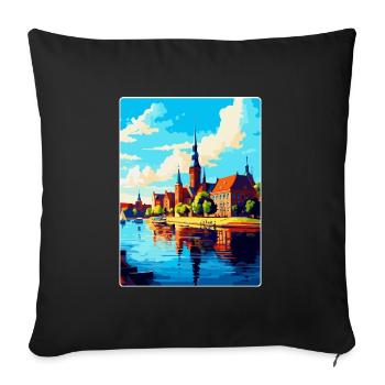 Szczecin Pologne Affiche de voyage vintage souvenir WPA - Housse de coussin décorative 45 x 45 cm - noir - Devant