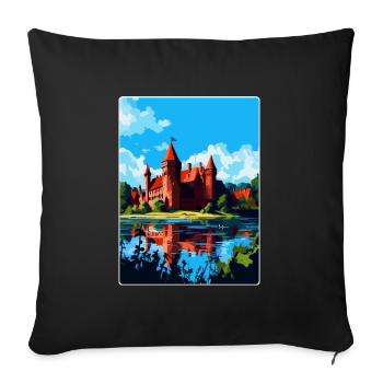 Malbork Castle Poland Vintage Travel Poster WPA - Sofa pillowcase 17,3'' x 17,3'' (45 x 45 cm) - black - Front