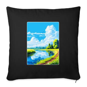Donau Auen Deutschland Vintage Reiseplakat Souvenir - Sofakissenbezug 45 x 45 cm - Schwarz - Vorne
