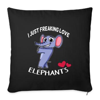 I love elephants - Sofa pillowcase 17,3'' x 17,3'' (45 x 45 cm) - black - Front