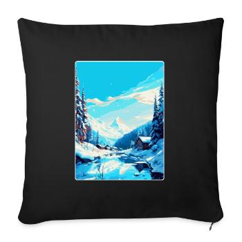 Val D Isère France Affiche de voyage vintage souvenir - Housse de coussin décorative 45 x 45 cm - noir - Devant
