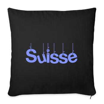 SUISSE. HUMOUR. PAYS. DRAPEAU. GENEVE. LAUSANNE - Housse de coussin décorative 45 x 45 cm - noir - Devant