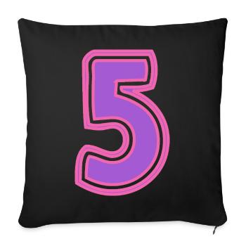 5. 5 ANS. 5e ANNIVERSAIRE. ANNIVERSAIRE 5 ANS - Housse de coussin décorative 45 x 45 cm - noir - Devant