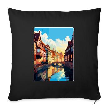 Colmar France Vintage Travel Poster WPA Souvenir - Sofa pillowcase 17,3'' x 17,3'' (45 x 45 cm) - black - Front
