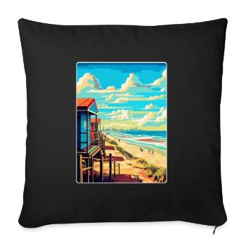 Zandvoort Pays-Bas Affiche de voyage vintage WPA - Housse de coussin décorative 45 x 45 cm - noir - Devant