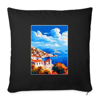 Hydra Grèce Vintage Voyage Poster WPA Souvenir - Housse de coussin décorative 45 x 45 cm - noir - Devant