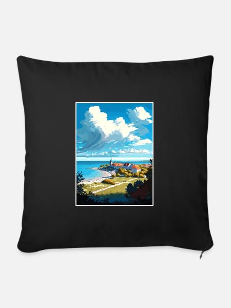Gotland Schweden Vintage Reiseposter WPA Souvenir - Sofakissenbezug 45 x 45 cm - Schwarz