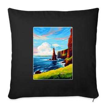 Duncansby Stacks Schottland UK Vintage Reiseposter - Sofakissenbezug 45 x 45 cm - Schwarz - Vorne