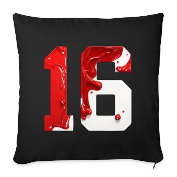 NO. 16 NUMBER 16 RED WHITE 16TH BIRTHDAY - Sofa pillowcase 17,3'' x 17,3'' (45 x 45 cm) - black - Front