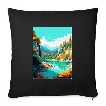 Peneda Geres Nationalpark Portugal Reiseplakat - Sofakissenbezug 45 x 45 cm - Schwarz - Vorne