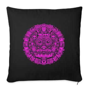 Techno Music Logo - Sofa pillowcase 17,3'' x 17,3'' (45 x 45 cm) - black - Front