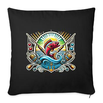Vintage Angler Logo - Sofakissenbezug 45 x 45 cm - Schwarz - Vorne